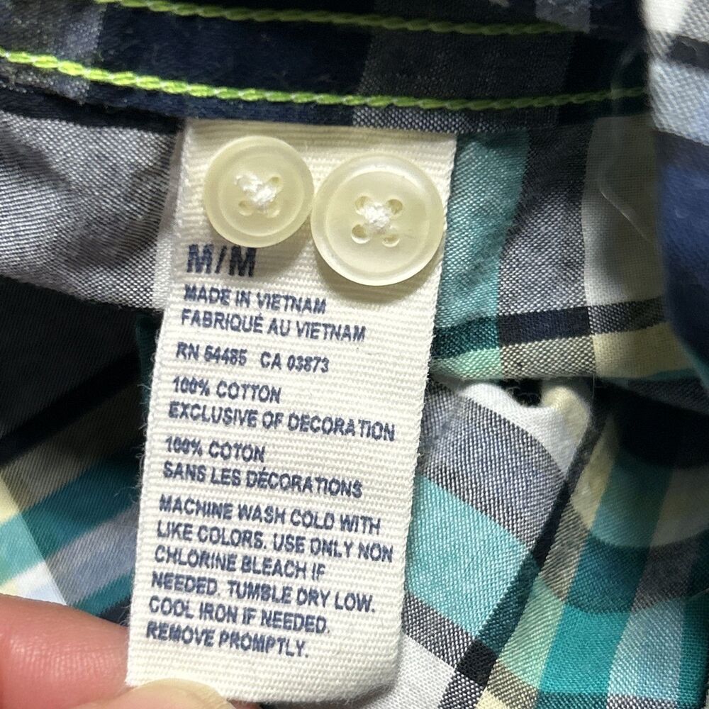 American Eagle Athletic Fit Sz. M Mens Casual Button-Down Shirt Blue/Green - Picture 11 of 14